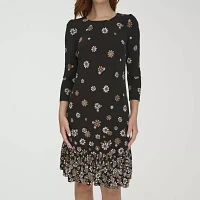 Marc New York Womens 3/4 Sleeve Floral Shift Dress