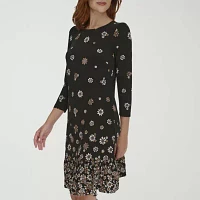 Marc New York Womens 3/4 Sleeve Floral Shift Dress