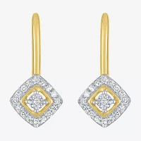 (G-H / I1-I2) 1/6 CT. T.W. Lab Grown White Diamond 10K Gold Cushion Hoop Earrings