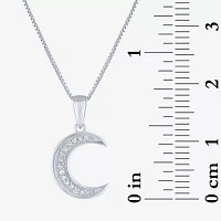 (G-H/I1-I2) Womens Diamond Accent Lab Grown White Diamond 10K Gold Moon Pendant Necklace