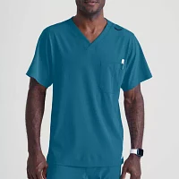 Skechers Sk0112 Structure 1-Pocket Mens V Neck Tag Free Stretch Fabric Moisture Wicking Short Sleeve Scrub Top