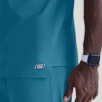Skechers Sk0112 Structure 1-Pocket Mens Big and Tall V Neck Short Sleeve Tag Free Stretch Fabric Moisture Wicking Scrub Top