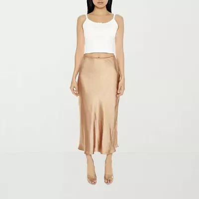 Forever 21 Satin Womens Mid Rise Midi Flared Skirt-Juniors