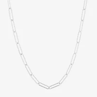 Silver Reflections Textured Pure Silver Over Brass Inch Paperclip Chain Necklace