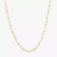 Silver Reflections Textured 14K Gold Over Brass 18- 24" Paperclip Chain Necklace