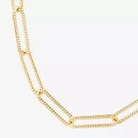 Silver Reflections Textured 14K Gold Over Brass 18- 24" Paperclip Chain Necklace