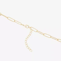 Silver Reflections Textured 14K Gold Over Brass 16 Inch Paperclip Chain Necklace