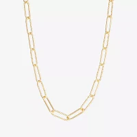 Silver Reflections Textured 14K Gold Over Brass 16 Inch Paperclip Chain Necklace