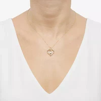 (H-I / Si1-Si2) Womens 1/3 CT. T.W. Lab Grown White Diamond 10K Gold Heart Pendant Necklace