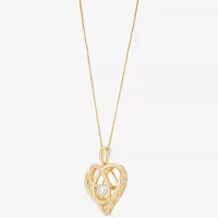 (H-I / Si1-Si2) Womens 1/3 CT. T.W. Lab Grown White Diamond 10K Gold Heart Pendant Necklace