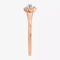 Promise My Love Womens Diamond Accent Natural White 10K Rose Gold Over Silver Round Ring