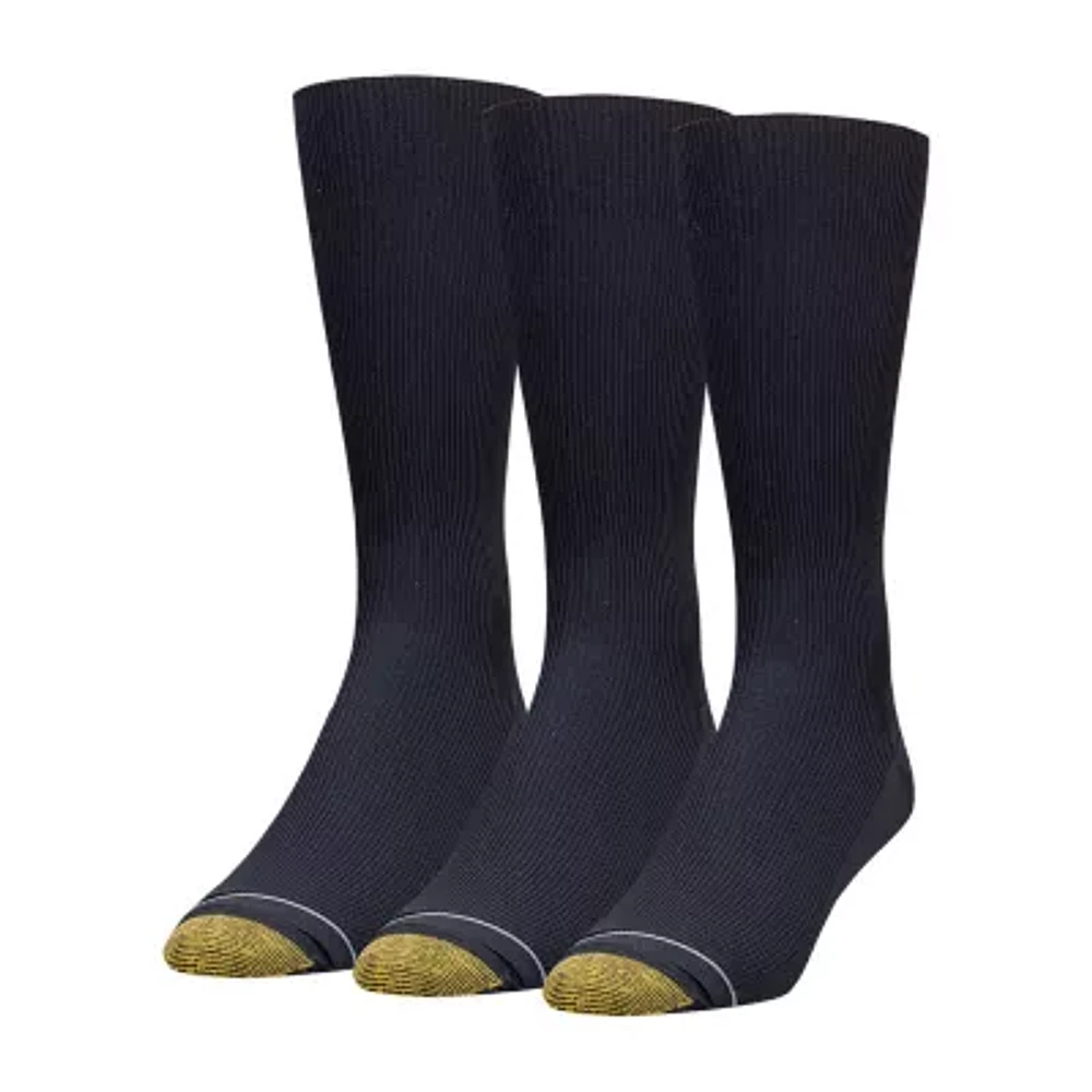 Gold Toe Metropolitan Dress 3 Pair Big and Tall Crew Socks Mens