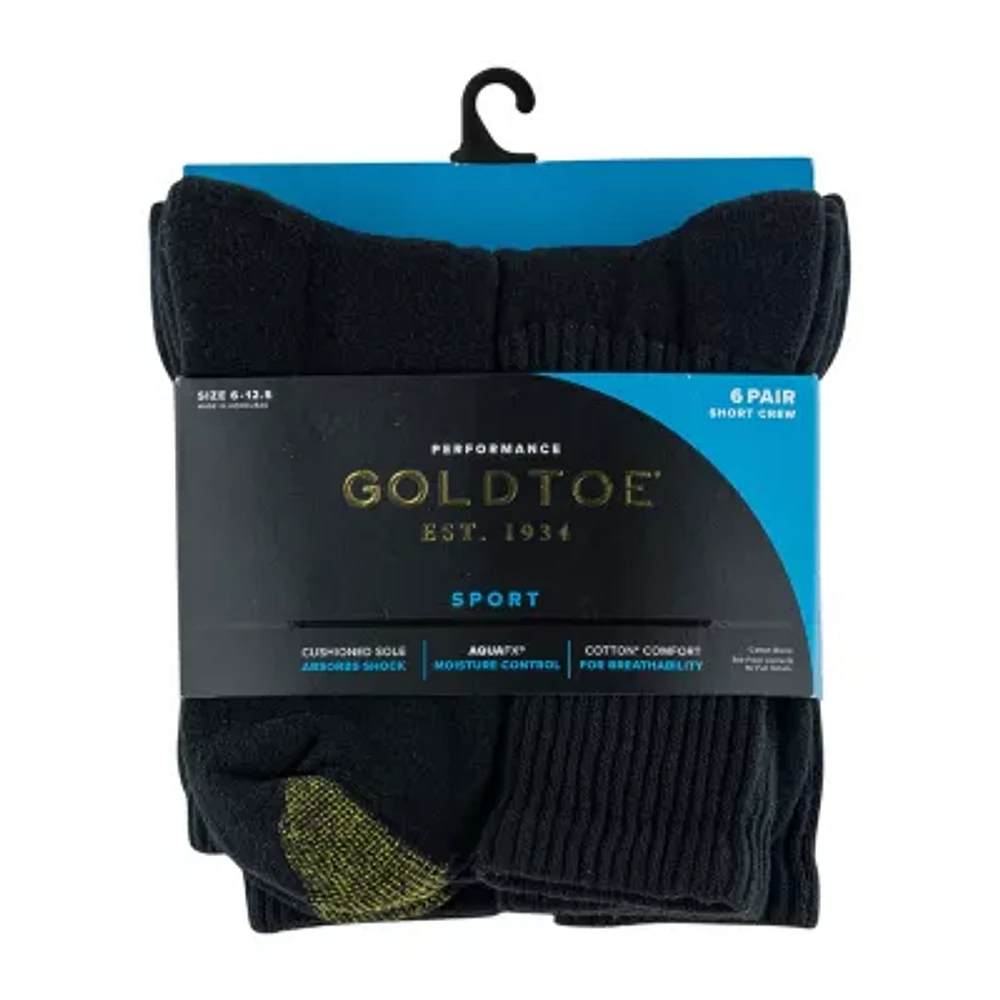Gold Toe Athletic Sport Short 6 Pair Crew Socks Mens