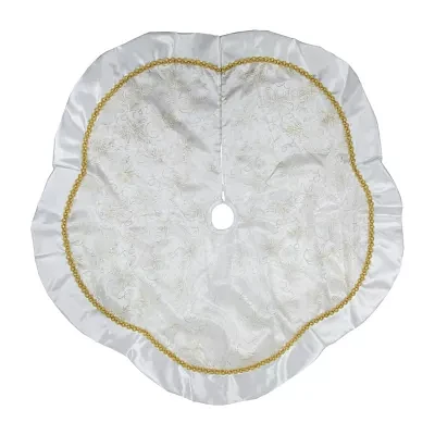 Northlight Poinsettia Scalloped Indoor Tree Skirt