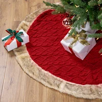 Northlight Cable Knit  Faux Fur Indoor Tree Skirt