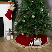 Northlight Cable Knit  Faux Fur Indoor Tree Skirt