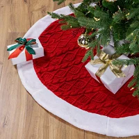 Northlight Cable Knit  With Faux Fur Trim Indoor Tree Skirt