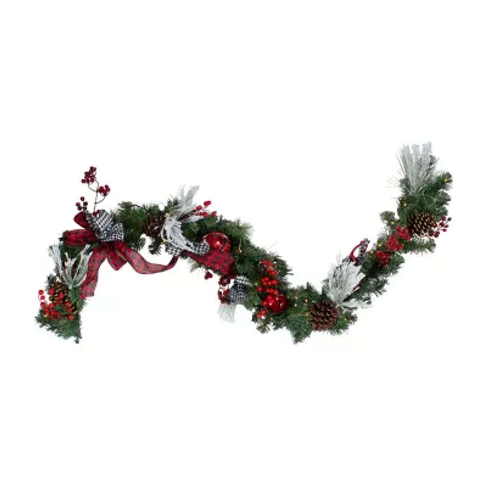 Northlight Bows And Berries Pre-Lit Indoor Christmas Garland