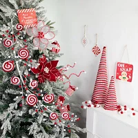 Northlight 30in Candy Cane And Pom Poms Indoor Christmas Garland