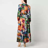 Melonie T Womens Long Sleeve Floral Maxi Dress