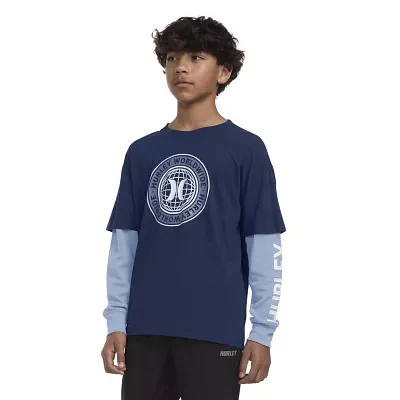 Hurley Big Boys Crew Neck Long Sleeve Graphic T-Shirt