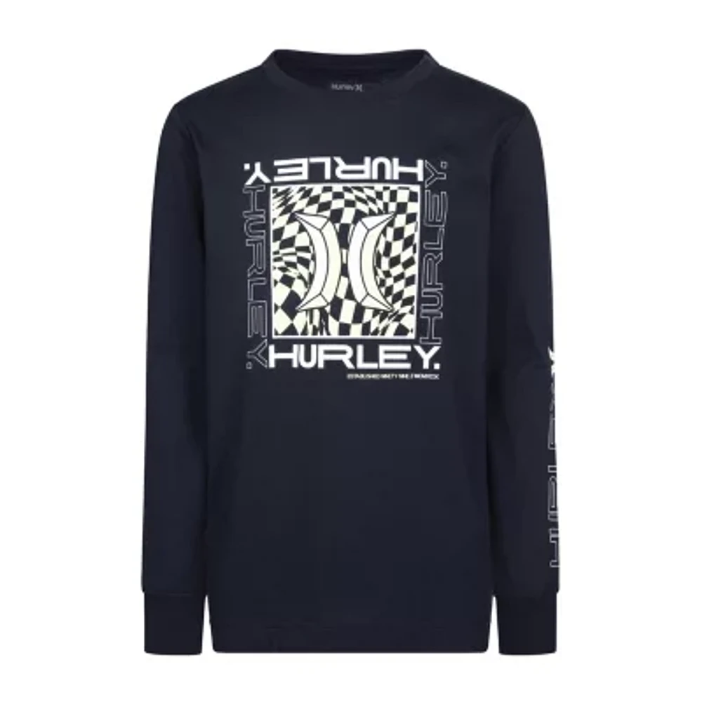 Hurley Big Boys Crew Neck Long Sleeve Graphic T-Shirt