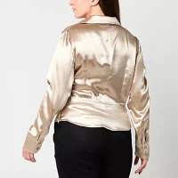 Worthington Womens Long Sleeve Satin Blouse