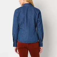 a.n.a Womens Long Sleeve Denim Blouse