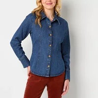 a.n.a Womens Long Sleeve Denim Blouse