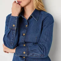 a.n.a Womens Long Sleeve Denim Blouse