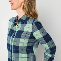 St. John's Bay Womens Long Sleeve Regular Fit Button-Down Shirt