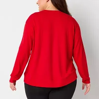 Xersion Womens Soft French Terry Crew Neck Long Sleeve Sweatshirt Plus