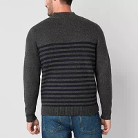 St. John's Bay Cozy Stripe Mens Crew Neck Long Sleeve Pullover Sweater