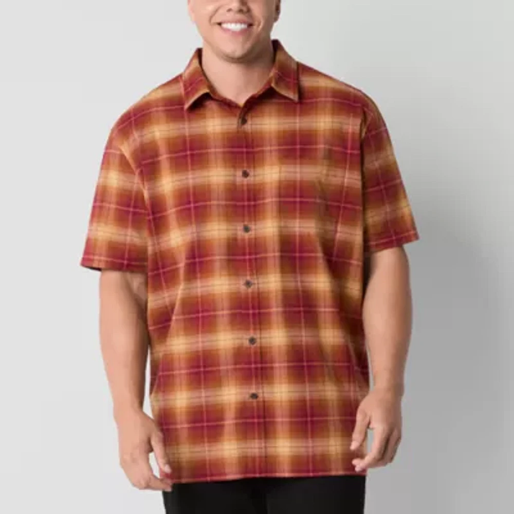 mutual weave Big and Tall Mens Classic Fit Short Sleeve Plaid Button-Down Shirt