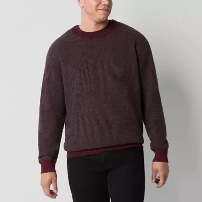 mutual weave Waffle Big and Tall Mens Crew Neck Long Sleeve Pullover Sweater