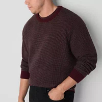 mutual weave Waffle Big and Tall Mens Crew Neck Long Sleeve Pullover Sweater