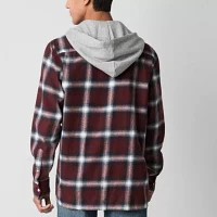 Arizona Mens Long Sleeve Hooded Flannel Shirt Jacket