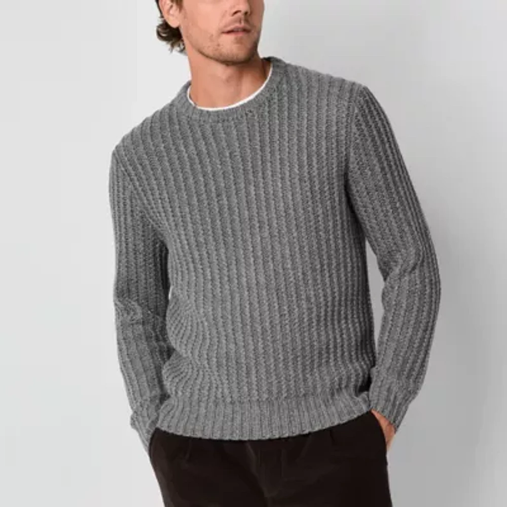 mutual weave Mens Crew Neck Long Sleeve Pullover Sweater