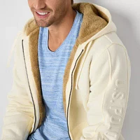 U.S. Polo Assn. Sherpa Wordmark Mens Long Sleeve Embroidered Lined Zipper Hoodie