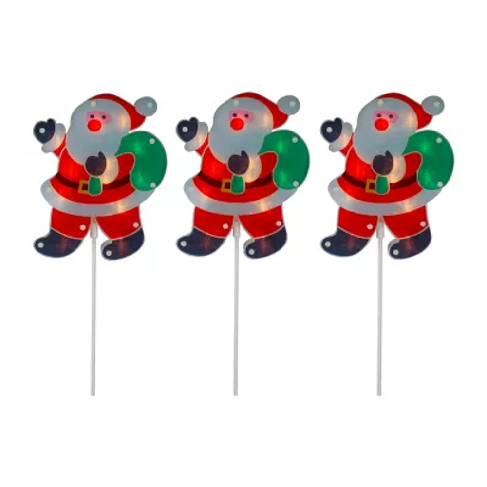 Northlight Lighted Santa Claus Pathway Markers Christmas Yard Art