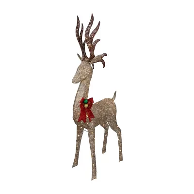 Northlight Led Champagne Deer Wh Bow Christmas Yard Art