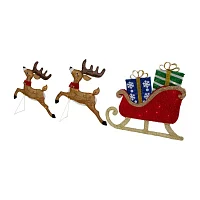 Northlight 3lighted Reindeer And Sleigh Christmas Yard Art