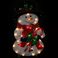 Northlight Prelit Snowman With Canes Christmas Yard Art