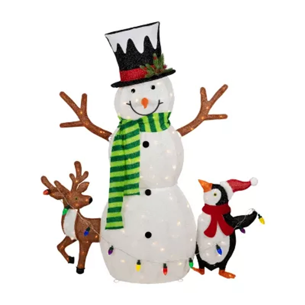 Northlight 3d Lighted Snowman Penguin Deer Christmas Yard Art