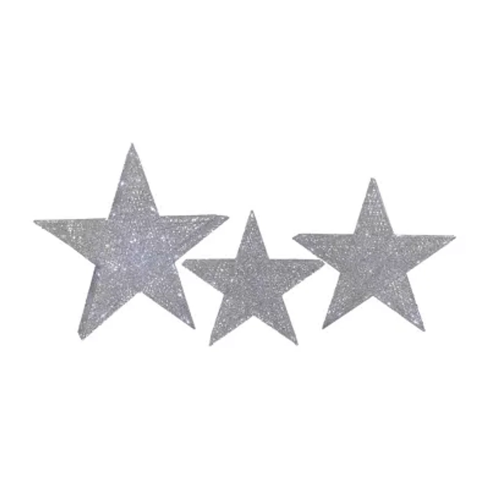 Northlight 24in Led Silver Stars Christmas Yard Art