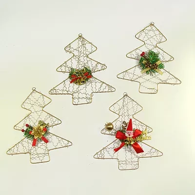 9in Wire Santa Tree 72-pc Christmas Ornament