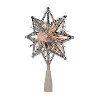 Northlight Lighted Silver Tinsel Star Christmas Tree Topper