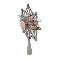 Northlight Lighted Silver Tinsel Star Christmas Tree Topper