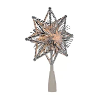 Northlight Lighted Silver Tinsel Star Christmas Tree Topper