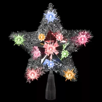 Northlight 9in Prelit Silver Star Christmas Tree Topper